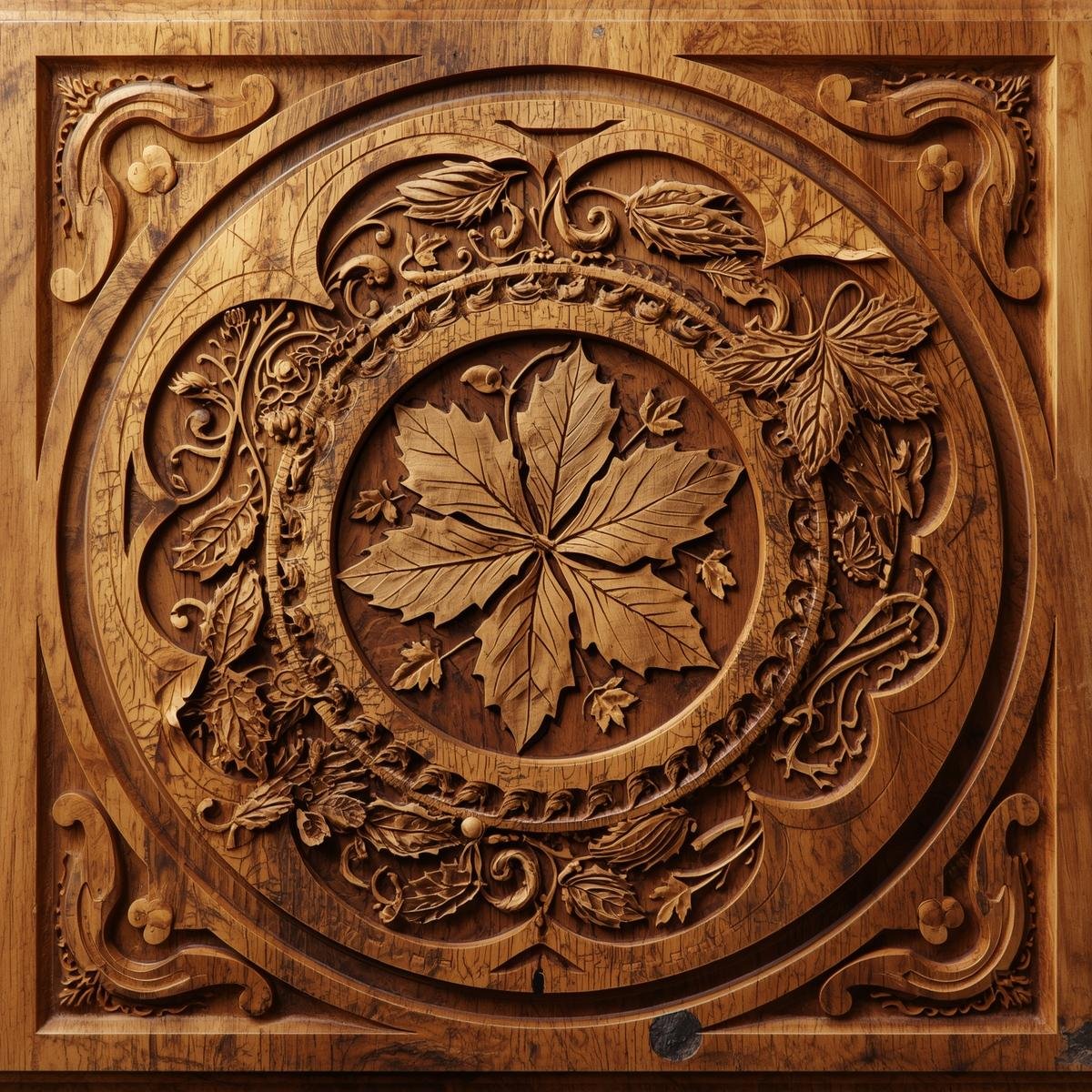 Handcrafted wooden serving board with autumn designs